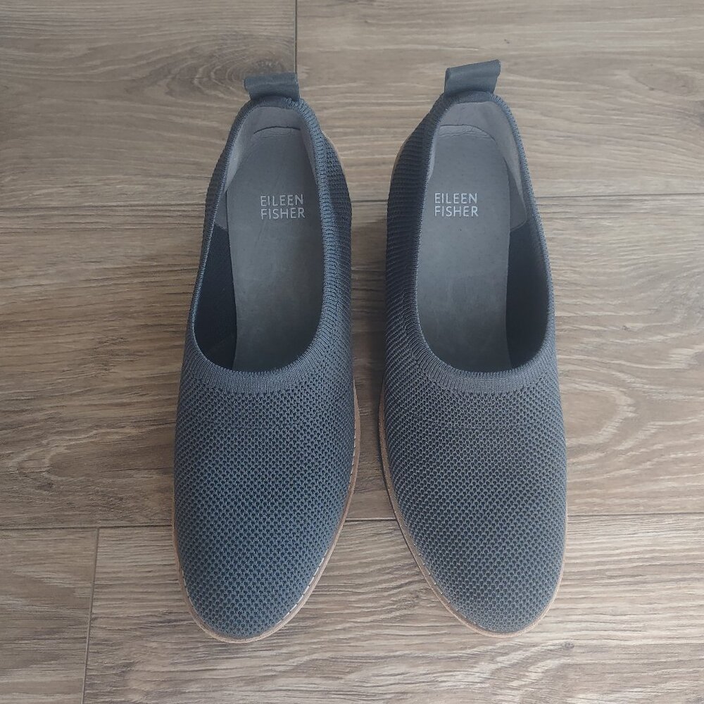 Eileen Fisher Dark Gray Knit Slip-On Flats